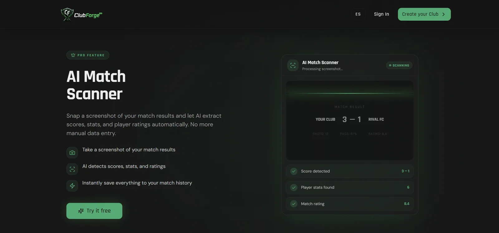 ClubForge — Lectura de partidos con IA