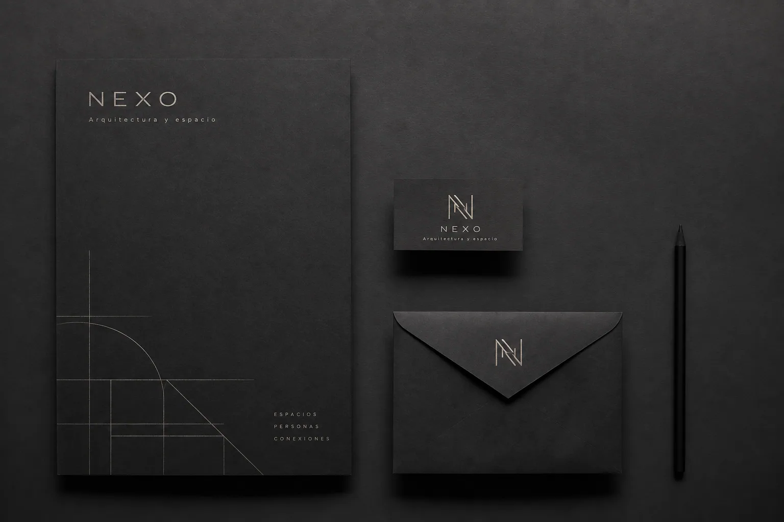 Nexo — concepto de identidad y papelería