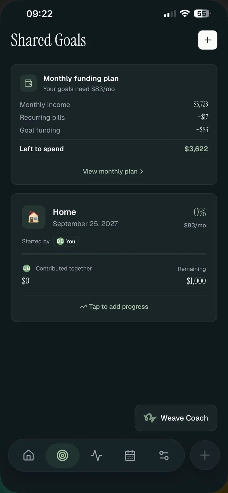 Weave — Metas compartidas